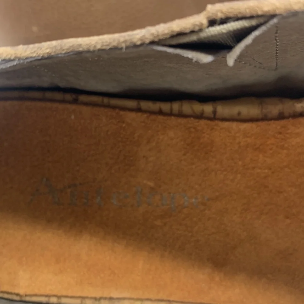 Antelope Tan Leather Sandals Peep Toe Rubber Bottom Size 38. MCS3938A - Picture 4 of 11